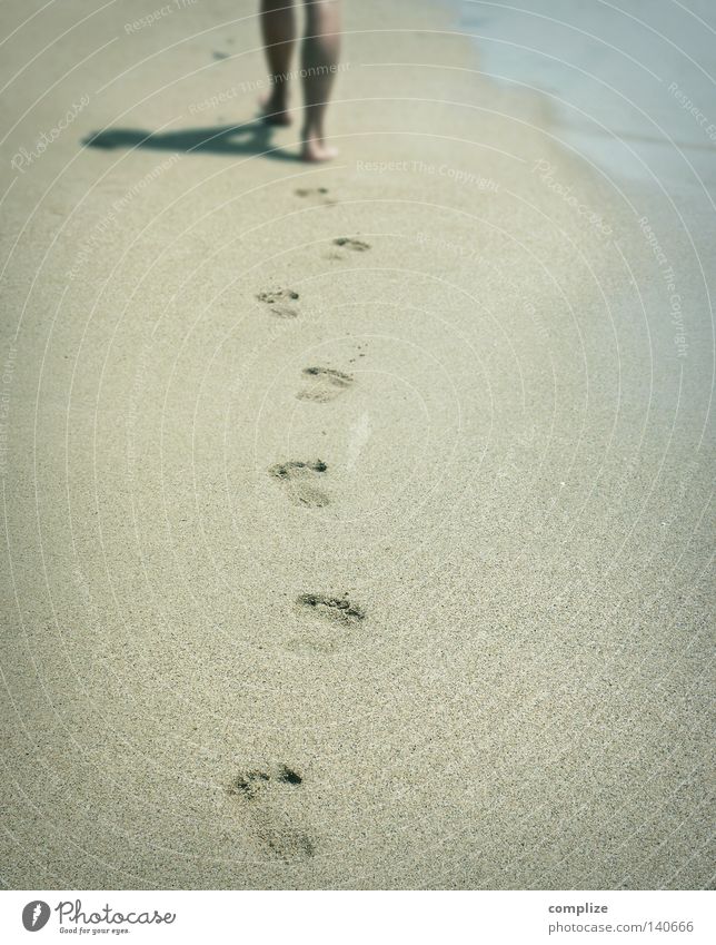 Your tracks in the sand (Italo Boot Mix) Beach Sandy beach Barefoot To go for a walk Vacation & Travel Silhouette Wellness Summer South Idyllic beach Footprint