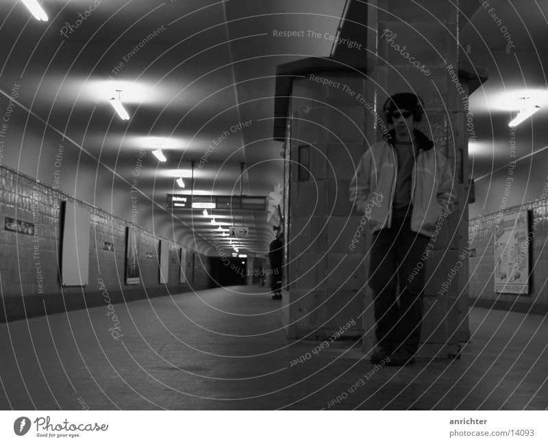 lonely? Underground Rosenthaler Platz Loneliness Moody Transport Berlin Black & white photo