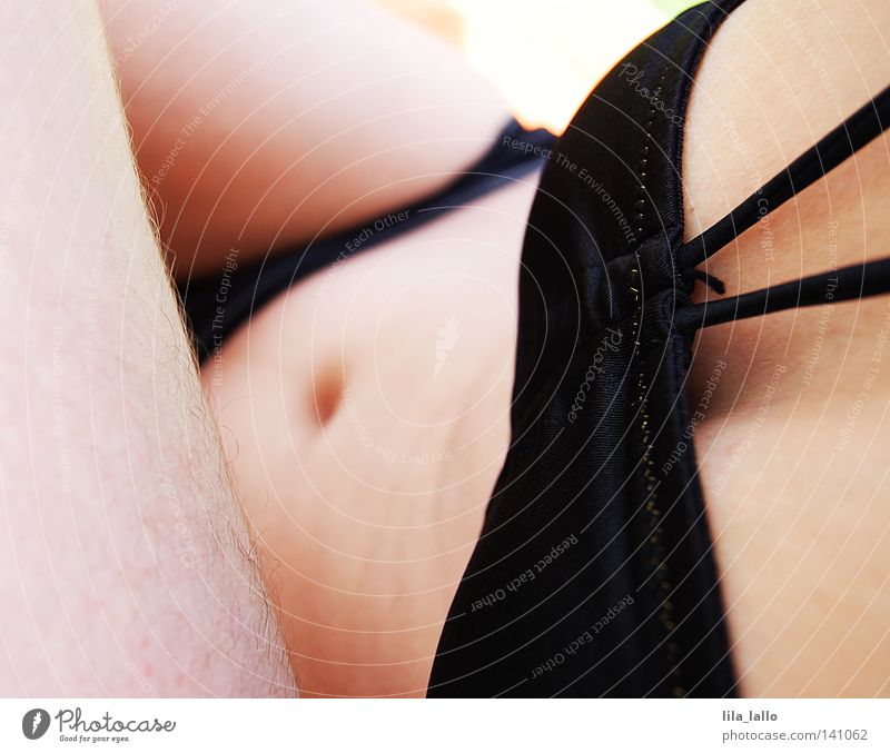 Bedfeelings deluxe Woman Bikini Bra Breasts Black White Underpants Panties Navel Eroticism Beautiful Tasty Soft Safety (feeling of) Men's leg Romance