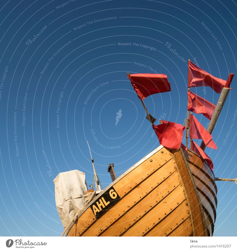 To a new Fisherman Fishery Sky Cloudless sky Coast Beach Ocean Fishing boat Sign Signs and labeling Flag Adventure Beginning Hope Optimism Tradition Dream