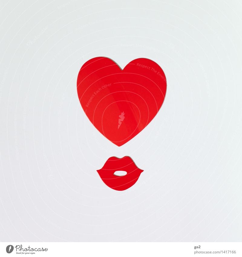 Heart and Mouth Valentine's Day Mother's Day Birthday Lips Paper Sign Kissing Esthetic Kitsch Red White Emotions Happy Joie de vivre (Vitality) Spring fever