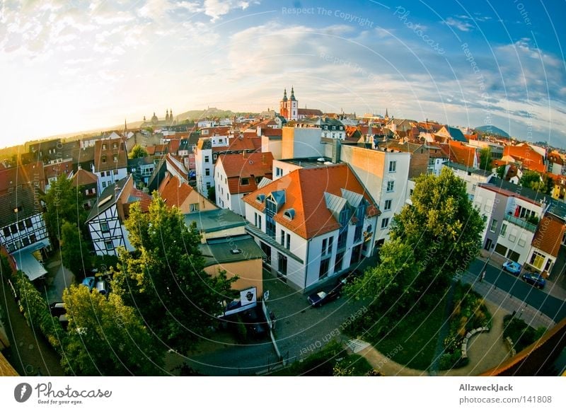 addicted to Fulda Fulda district Panorama (View) Fisheye Hesse Sky Sunset Roof Clouds Summer Germany the most boring city in germany from the roof Large