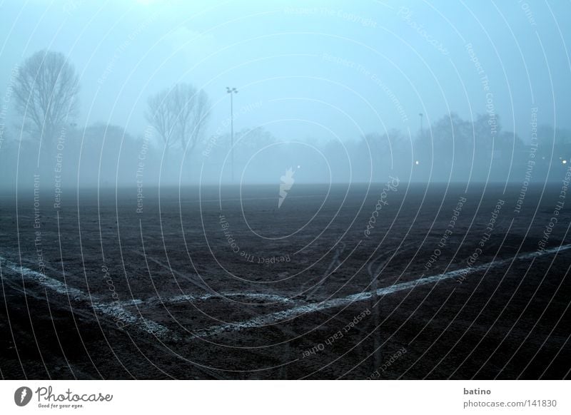 sleeping fever Neuss district Soccer Football pitch Twilight Fog Ball sports Playing Germany ash pit
