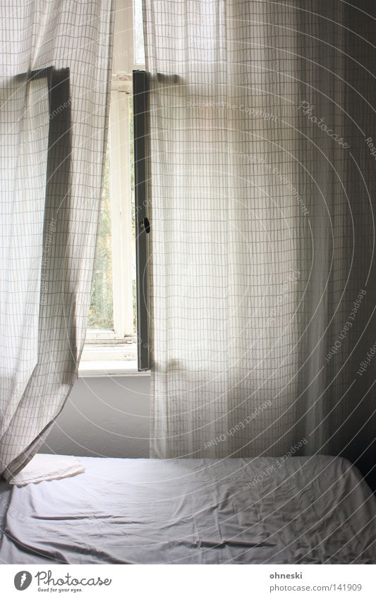 Risen Bed Window Curtain Mattress Bedroom Sleep Morning Air Ventilate Window board Open Dream White Long Moody Ghosts & Spectres  Calm Back draft Fresh