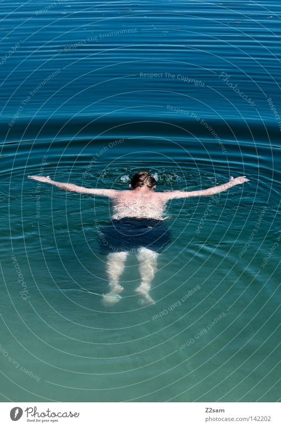 butterfly Waves Summer Fresh Fluid Man Masculine Float in the water Pants Progress Green Force Calm Relaxation Body in the water Corpse Motionless