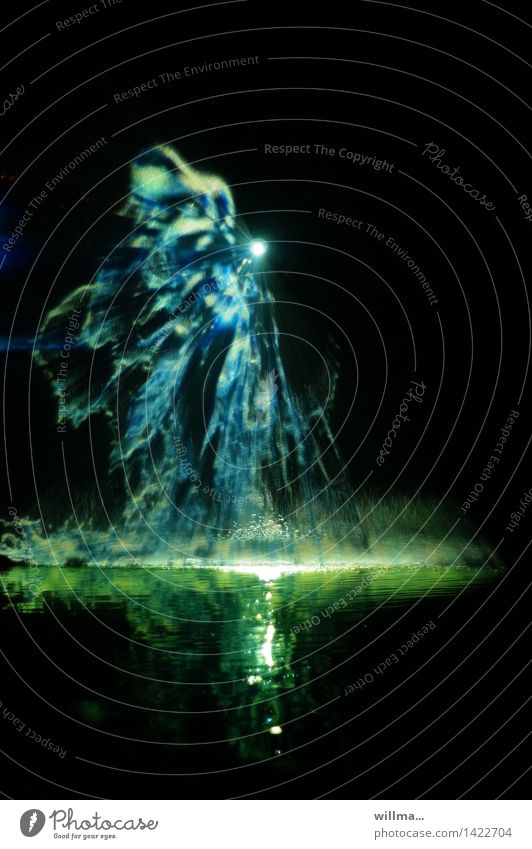 zar water vortex | fairy tale Water Blue Green Black Inject Fantasy Play of colours Reflection Light Visual spectacle Lighting effect Point of light Fantastic