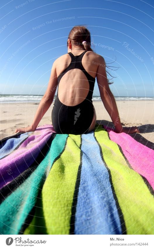 *¶ S ¶ tar and stripes ¶ Beach Vacation & Travel Woman Girl Bikini Bath towel Towel Yellow Stripe Symmetry Relaxation Ocean Sunbathing Brown Light blue Pink