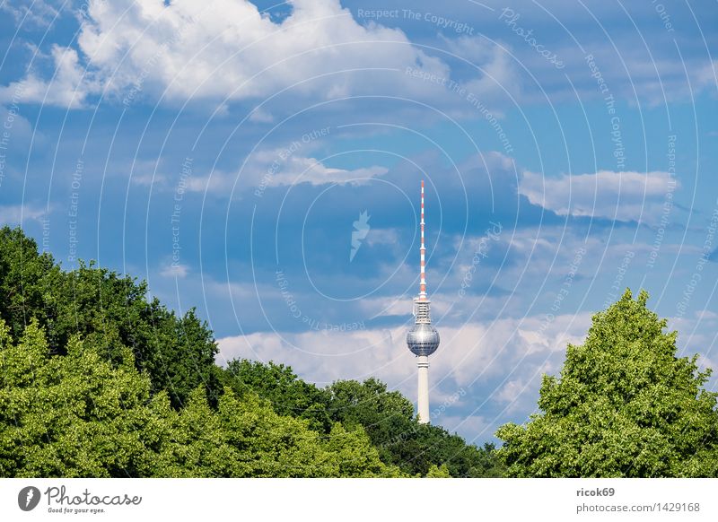 The Berlin Television Tower Vacation & Travel Tourism Clouds Tree Town Capital city Downtown Manmade structures Architecture Tourist Attraction Landmark Blue