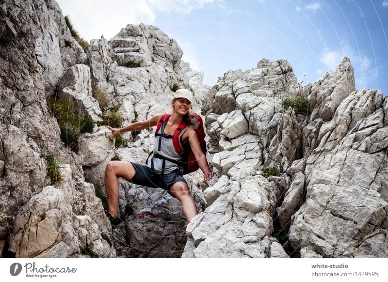 scrambling Lifestyle Healthy Athletic Fitness Vacation & Travel Tourism Trip Adventure Far-off places Freedom Summer Summer vacation Sun Mountain Hiking Sports
