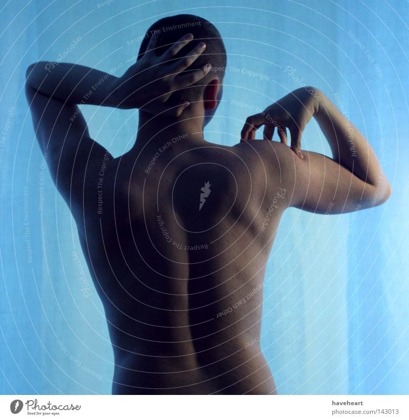 *** Nude photography Back Man Head Sense of touch Skin Mens back Rear view Gesture Posture Body language Thin Musculature Silhouette Contour Isolated Image