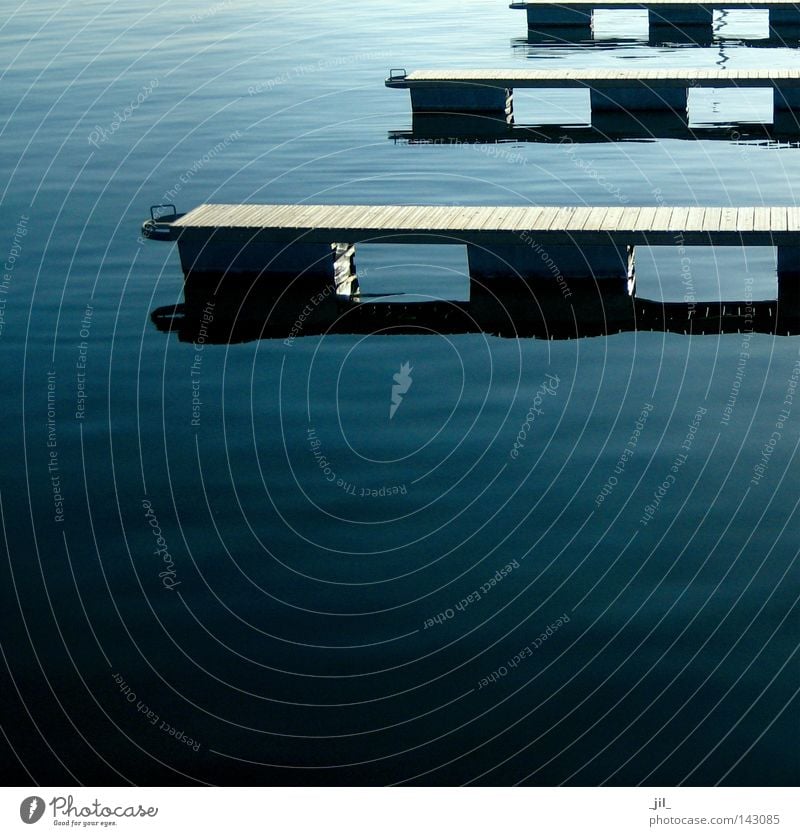water music Rhythm Dynamics Reflection Waves Line Movement Lake Baltic Sea Footbridge Jetty Water Surface Tall Upward Deep Loud Calm Gradation Converse Contrast