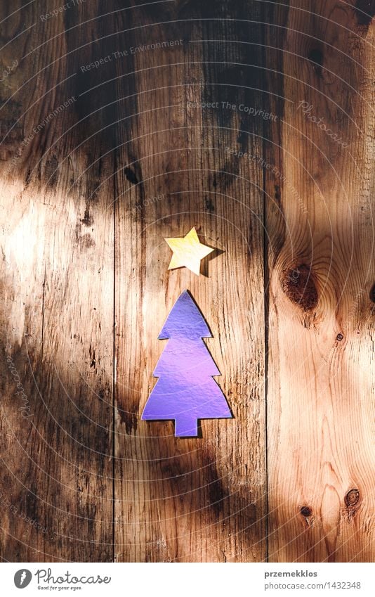 Symbol of Christmas tree on wooden background Handcrafts Decoration Tree Paper Wood Ornament Creativity begin christmas colorful Cut Glitter Self-made merry