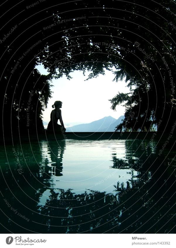 Lake Maggiore Beautiful Swimming & Bathing Summer Ocean Mountain Swimming pool Woman Adults Landscape Water Sky Forest Dream Black Lago Maggiore Mirror image