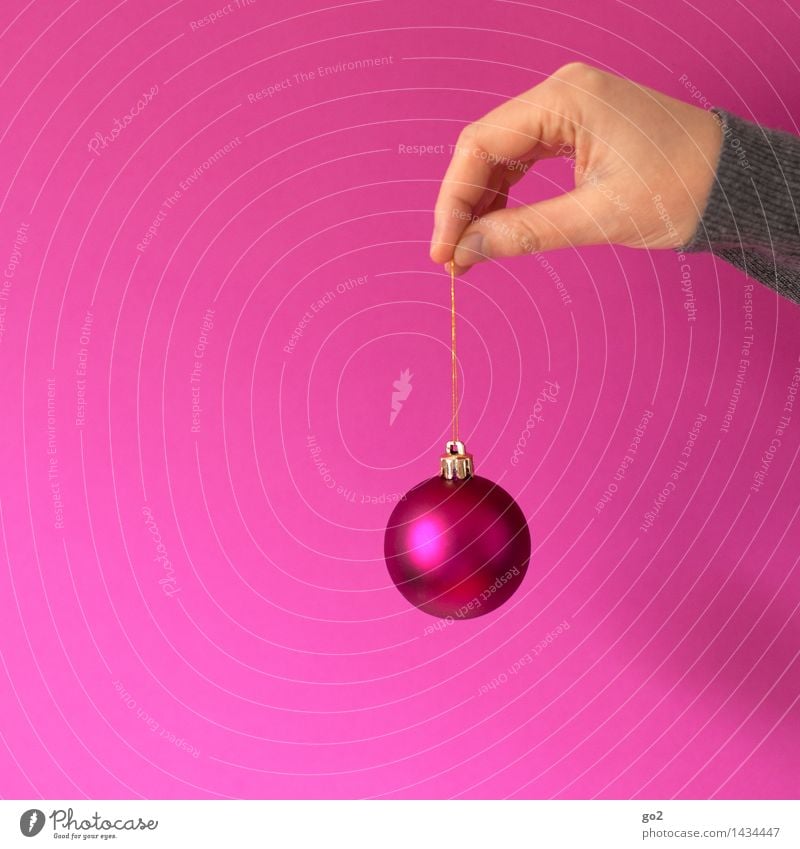 Christmas bauble Christmas & Advent Human being Adults Hand Fingers 1 Sphere Glitter Ball To hold on Esthetic Happiness Pink Joie de vivre (Vitality)