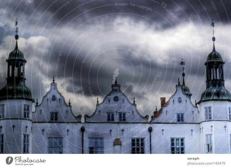 Castle Ahrensburg Hanseatic League Nordic Renaissance Manmade structures Facade Clouds Dramatic Schleswig-Holstein Building Culture Historic Gale Castle tower