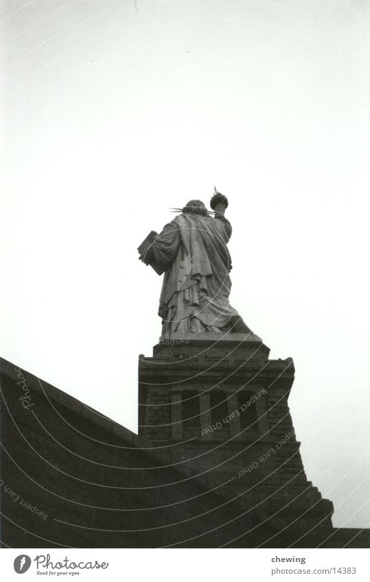 Statue of Liberty from behind New York City USA Black & white photo Worm's-eye view Rear view Isolated Image Sculpture Landmark Attraction Tourist Attraction