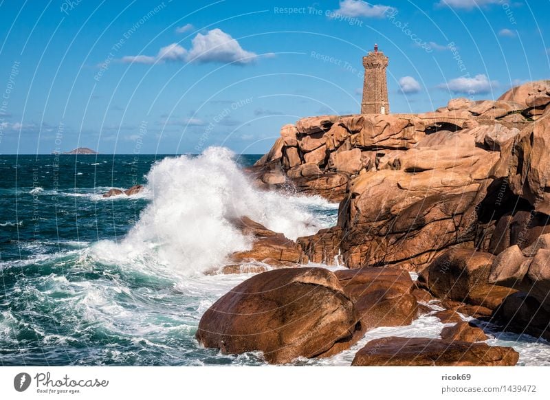 Atlantic coast in Brittany Relaxation Vacation & Travel Waves Nature Landscape Clouds Rock Coast Ocean Lighthouse Architecture Tourist Attraction Stone Tourism