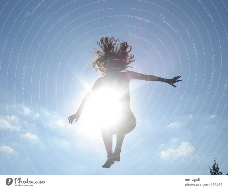 jump2 Sun Trampoline Jump Free Freedom Happiness Joy Happy Light Blue Alcohol-fueled Converse Contrast Pregnant Life Sky Hair and hairstyles Clouds pumpkin