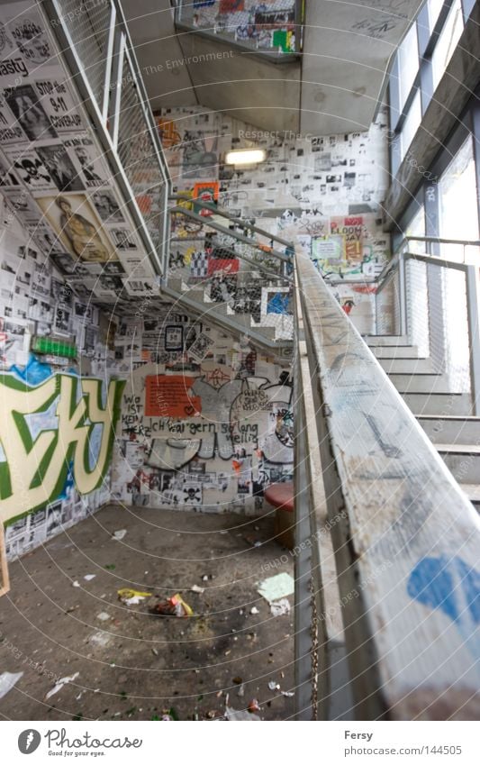 upstairs Stairs Upward Graffiti Staircase (Hallway) Berlin Derelict Mural painting tacheles decay