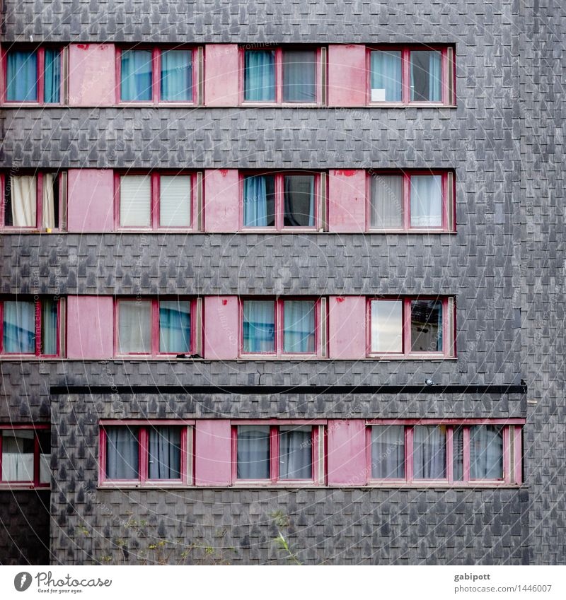 colored shades of gray Ihme Center Hannover Germany Town Downtown Outskirts House (Residential Structure) High-rise Building Architecture Facade Window Broken