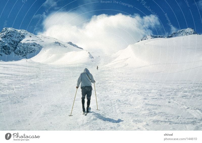 rise Austrian Alps Clouds Vacation & Travel Skiing Skis Incline Effort Tracks Fog Winter silvretta