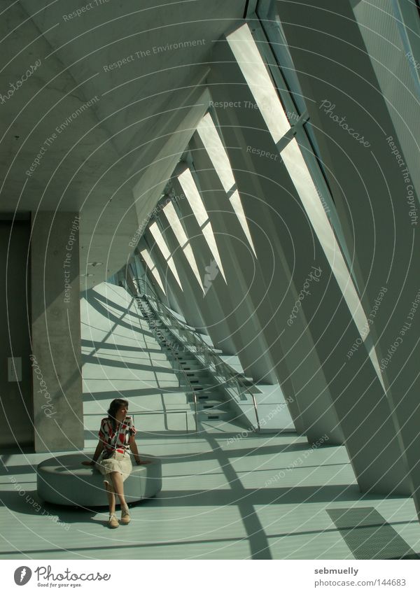 Shadow-Existence Light Concrete Break Woman Architecture shadow un-studios Mercedes Mercedes Museum Stairs Sit