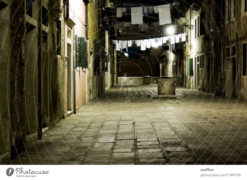 place there! Venice Places Laundry Hang up Washing day Night Dark Evening Moody Italy Italian Courtyard Interior courtyard Narrow Living or residing
