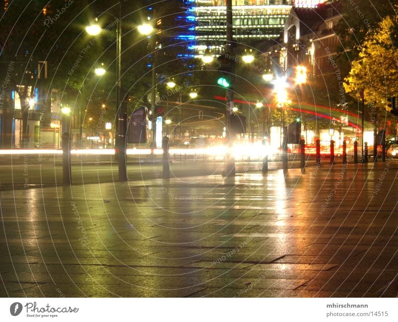 kudam at night #2 Night Reflection Dark Flash Traffic light Long exposure Berlin Light Lamp Lighting Bright
