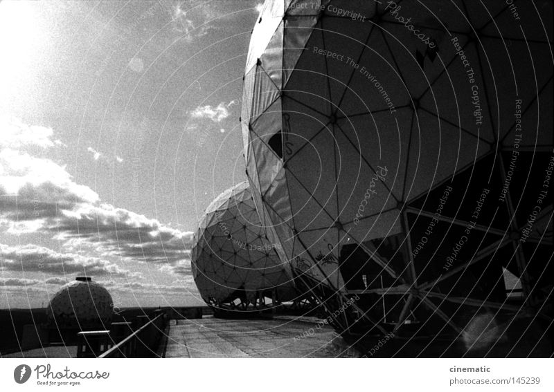 Spaceballs I Grunewald USA Radar station Ball Sphere Noise Moody Testing & Control Eerie Roof Wind Derelict Loneliness Annihilate Black & white photo