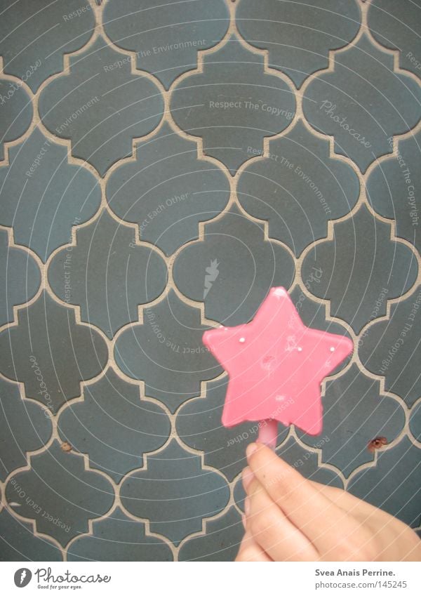 Baby, ice cream on a stick!!! Ice cream Star (Symbol) Pink Wall (building) Wall (barrier) Seventies Hand Sweet Delicious Nutrition Style Food Sugar Stalk