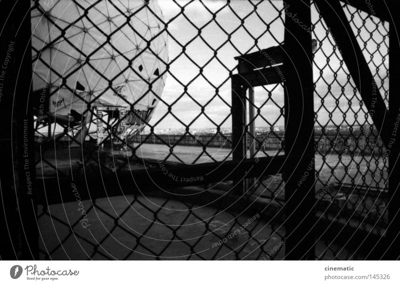 behind bars Fence Grating Door Grunewald USA Radar station Sphere Sky Noise Moody Testing & Control Eerie Roof Wind Derelict Loneliness Annihilate