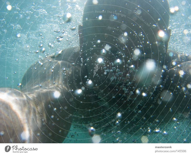 bubbers Air bubble Man Dive Detached Cold Moody Mystic Mysterious Exterior shot Art Culture Ocean Water Blue Underwater photo Arm Face Down Energy industry Free