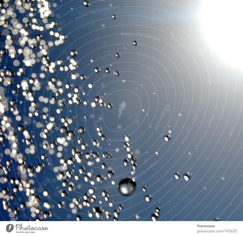 element Sun Water Drops of water Sky Wet Blue Refreshment Lighting shower elements Part abstract Take a shower