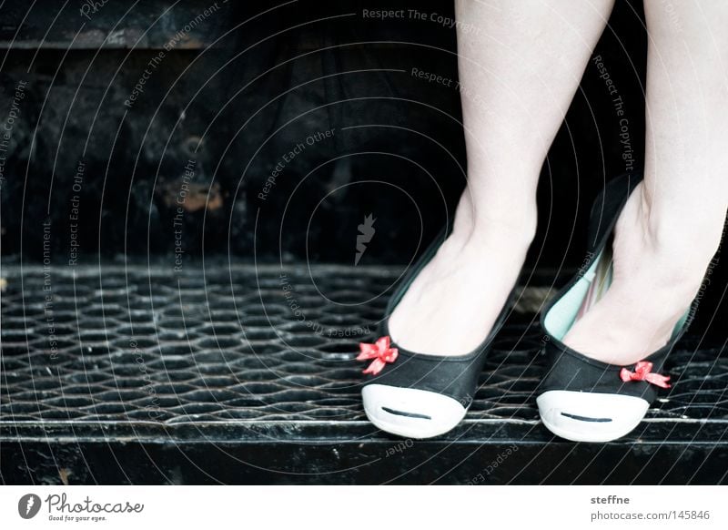 Betty Boop Legs Footwear Bow Sweet Woman Feminine Stairs Alluring Beautiful Clothing Handcuff