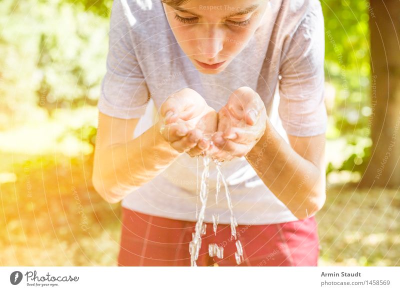 Drinking water IV Nutrition Beverage Cold drink Lifestyle Beautiful Healthy Eating Harmonious Relaxation Cure Summer Human being Masculine Young man