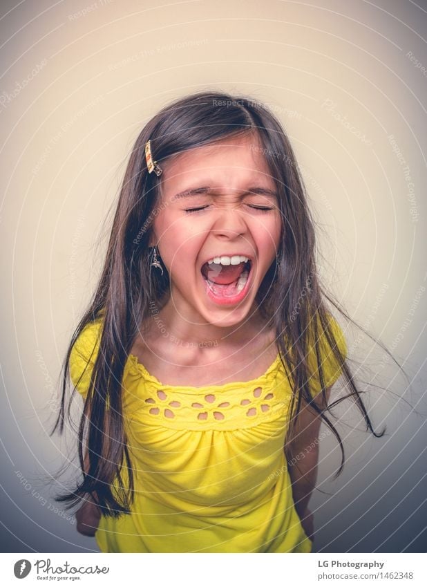 Young Girl Screaming With Closed Eyes 1 Human being 8 - 13 years Child Infancy Fight Aggression Beautiful Smart Crazy Emotions Power Might Determination Fear