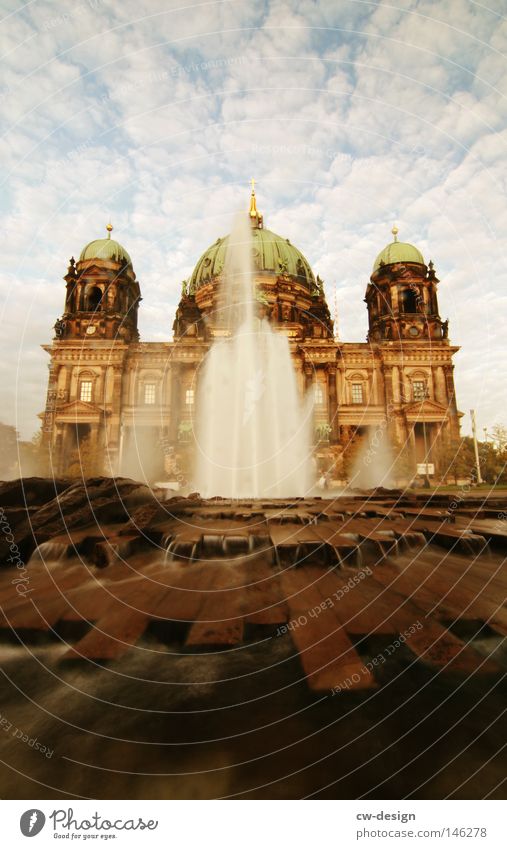 For life is a river that must flow... Flow Fountain Clouds Concrete Steel Monumental Manmade structures Historic Domed roof Landmark Berlin House of worship