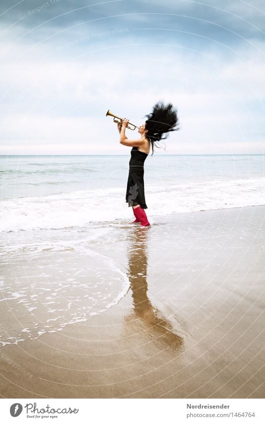 hairy Lifestyle Hair and hairstyles Ocean Human being Feminine Woman Adults Music Musician Elements Beach North Sea Fashion Rubber boots Black-haired