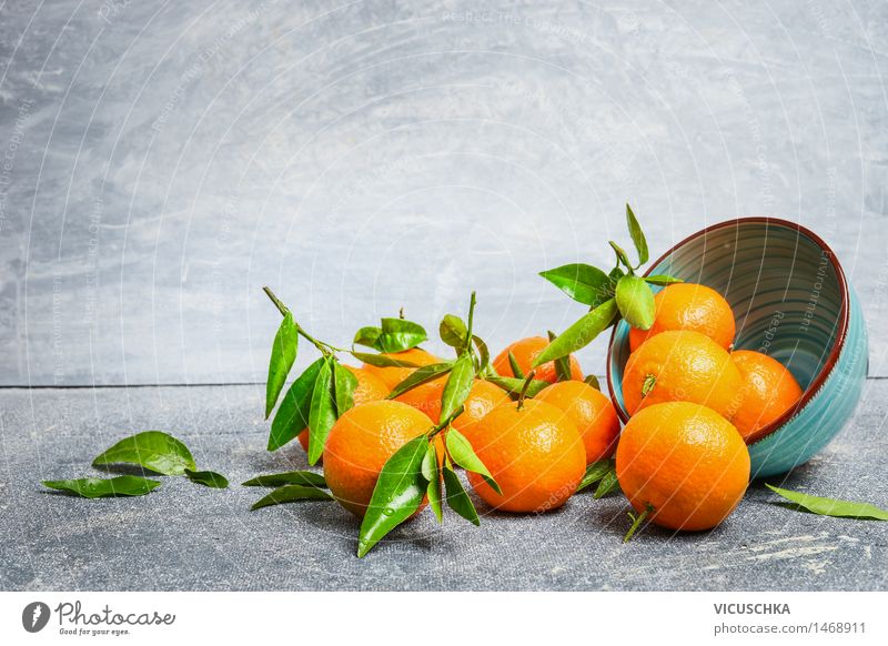 Mandarins with leaves and bowl Food Fruit Orange Dessert Nutrition Organic produce Juice Bowl Healthy Eating Life Table Nature Yellow Design Style