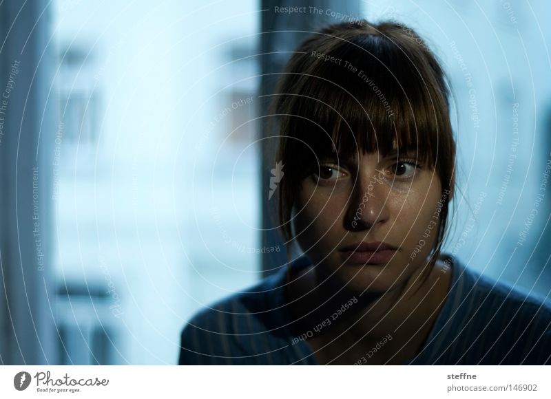 scepticism Skeptical Eerie Mysterious Portrait photograph Woman Young woman Dark Ambiguous Expectation Dangerous