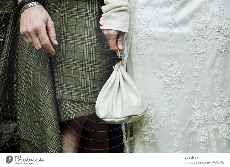 wedding Bride Bride groom Wedding Matrimony Husband Wife Wedding dress Kilt Medieval times Hand Bag