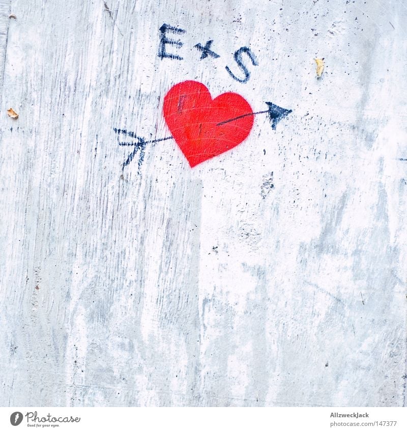 BLN08 | =LOVE Love Heart Graffiti Inscription Arrow Symbols and metaphors Emotions Wall (building) Concrete Eros Notice Information Communication Equal Parable