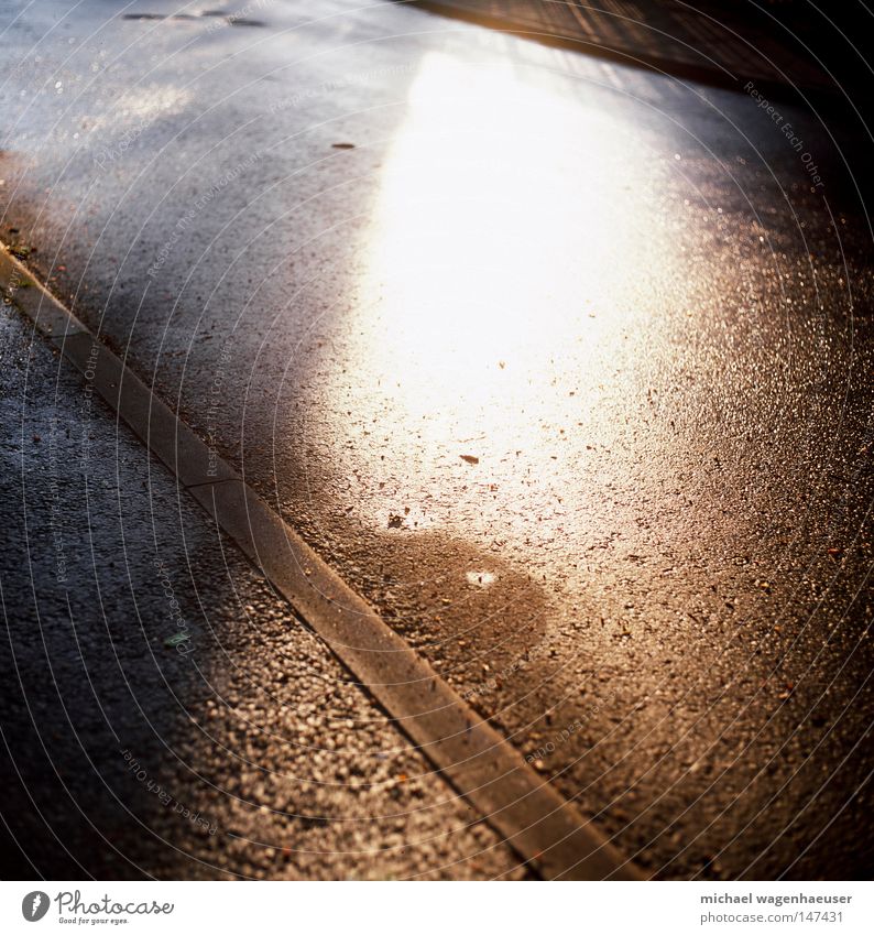 asphalted sunshine Sun Asphalt Sidewalk Gray Light Wet Autumn as folded steep Rain Street
