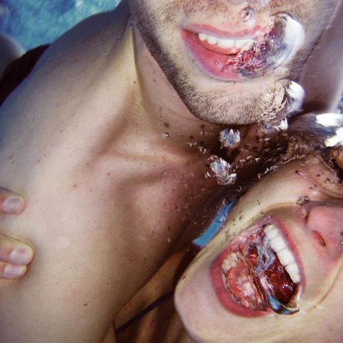 you shouldn't tickle under water... Underwater photo Man Woman Turquoise Swimming pool Aggravation Water blister To hold on Joy Fear Panic Youth (Young adults)