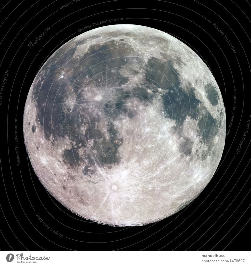 full moon Night sky Moon Full  moon Fat Gigantic Large Blue Brown Gray Green Black White Lunar landscape crater mare Minerals Surface structure