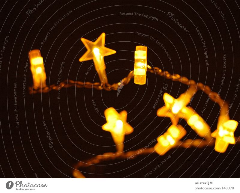 Star chain - Christmas is here to light up. Light Chain Planet Christmas & Advent Holy Evening Winter Dark Pensive Yellow Physics Safety (feeling of)