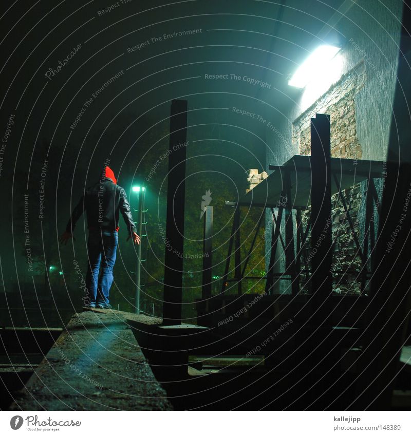 redneck Human being Man Silhouette Thief Criminal Ramp Loading ramp Pedestrian Stripe Shaft Tunnel Subsoil Outbreak Pattern Escape Tumble down Shadow Window