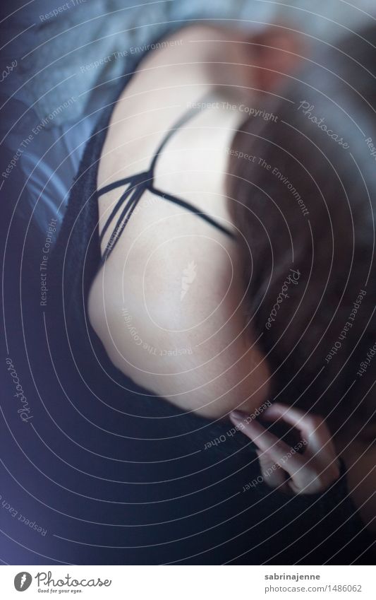 back Human being Feminine Young woman Youth (Young adults) Woman Adults Body 18 - 30 years Emotions Colour photo Interior shot Copy Space bottom Day Blur