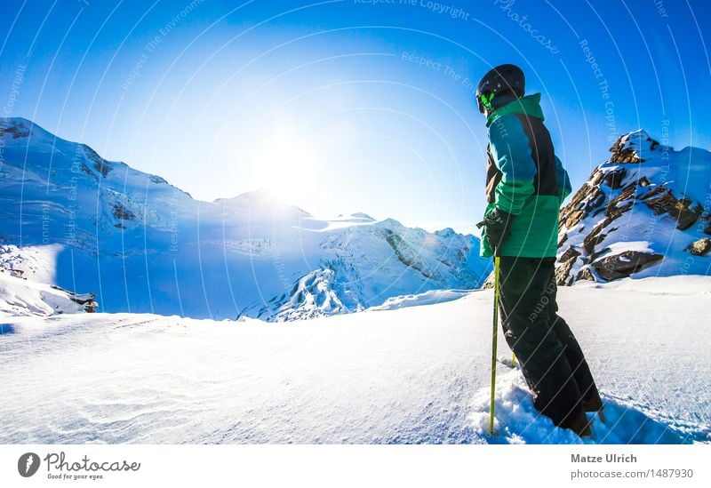 Glacier view Winter Snow Winter vacation Mountain Sports Winter sports Skiing Snowboard Ski run backcountry Human being Young woman Youth (Young adults)