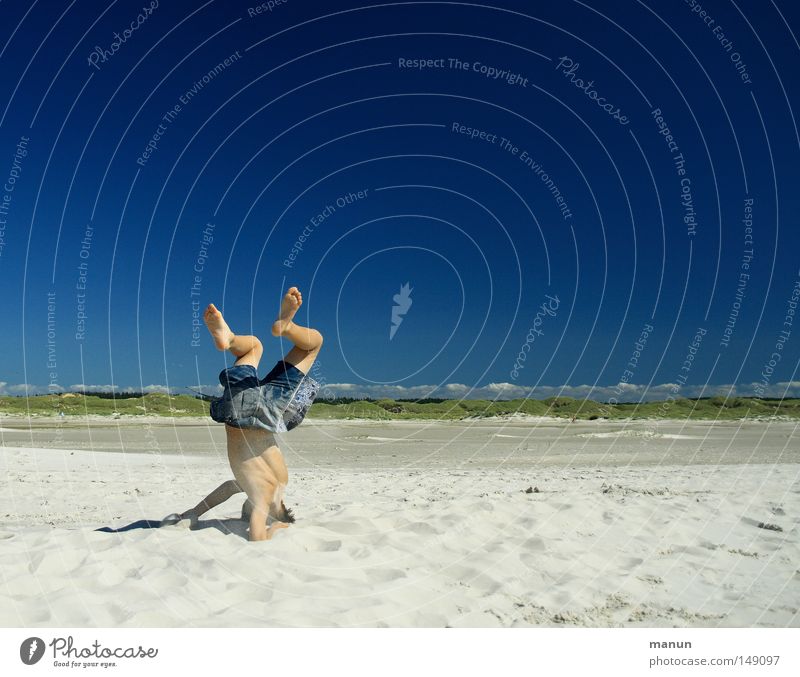 breakdancing Child Boy (child) Youth (Young adults) Summer Beach Sand Ocean Coast Vacation & Travel North Sea Islands Playing Joy Leisure and hobbies Fitness